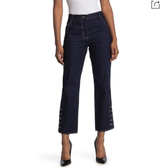 High Waisted Button Cuff Jeans Size 10 - Picture 1 of 12